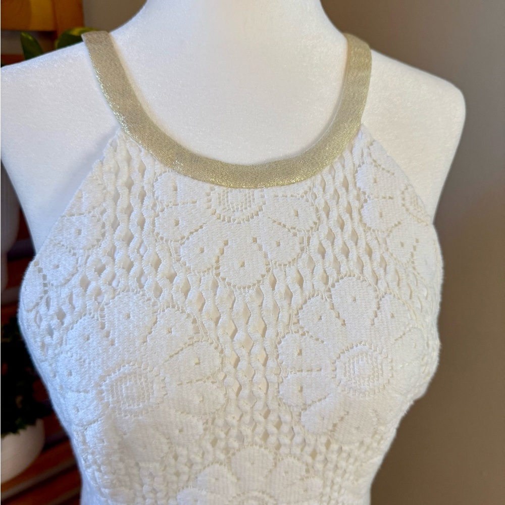 Lilly Pulitzer Pearl Shift Resort White Floral Lace Halter Dress- Size 8